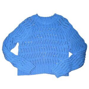 American Eagle Chunky Open Knit Sweater-Blue-S-GUC